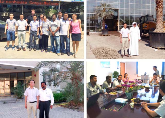 International buyers visiting the polycarbonate greenhouse factory for a project discussion